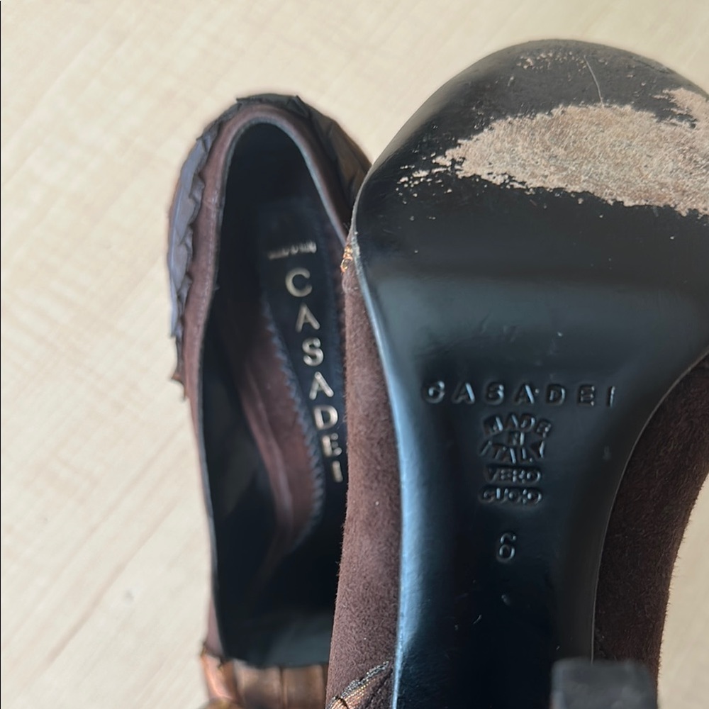 Casadei Brown Elegant Heels with Bow Detail - Picture 10 of 10
